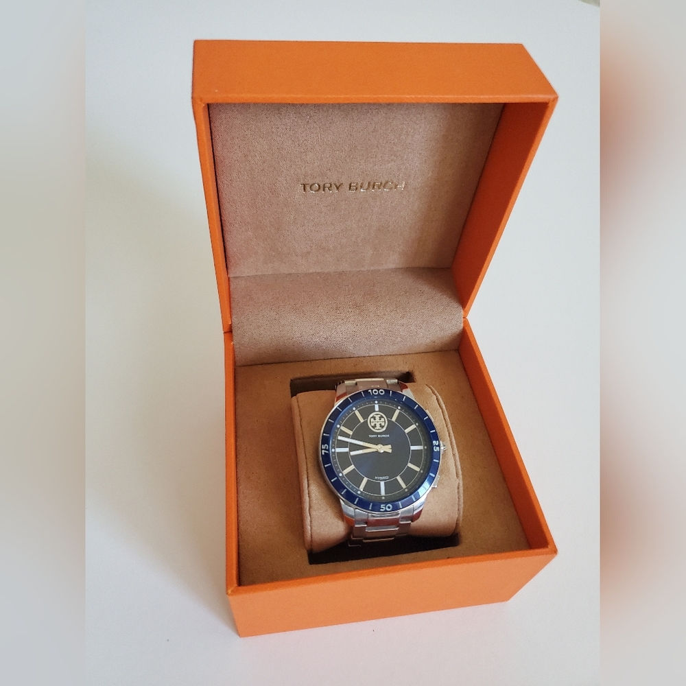 Tory Burch Hybrid Smartwatch Silver and Blue